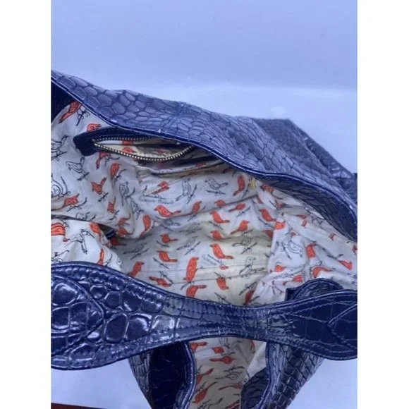 Rebecca Minkoff Croc Embossed Black Leather Shoulder Bag - Picture 2 of 8